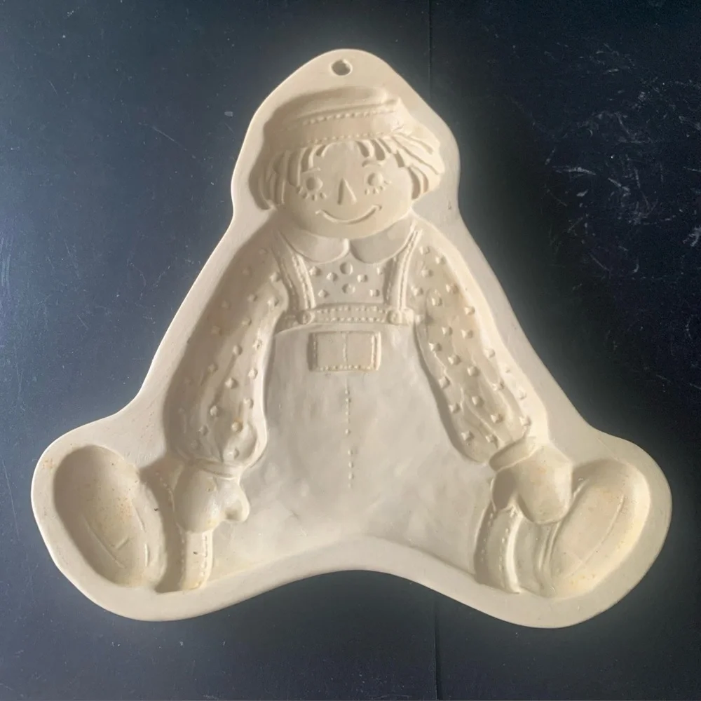 Vintage Brown Bag Cookie Art Stoneware 1986 Hill Design Craft Mold Raggedy Andy
